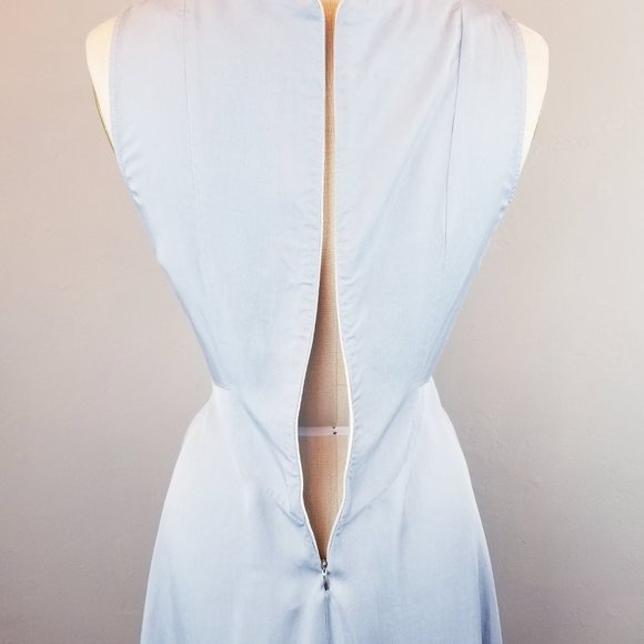 Zara Denim Couture Sky Blue Sleeveless Wrap Fit & Flare Dress Women's Size Small - Picture 8 of 9